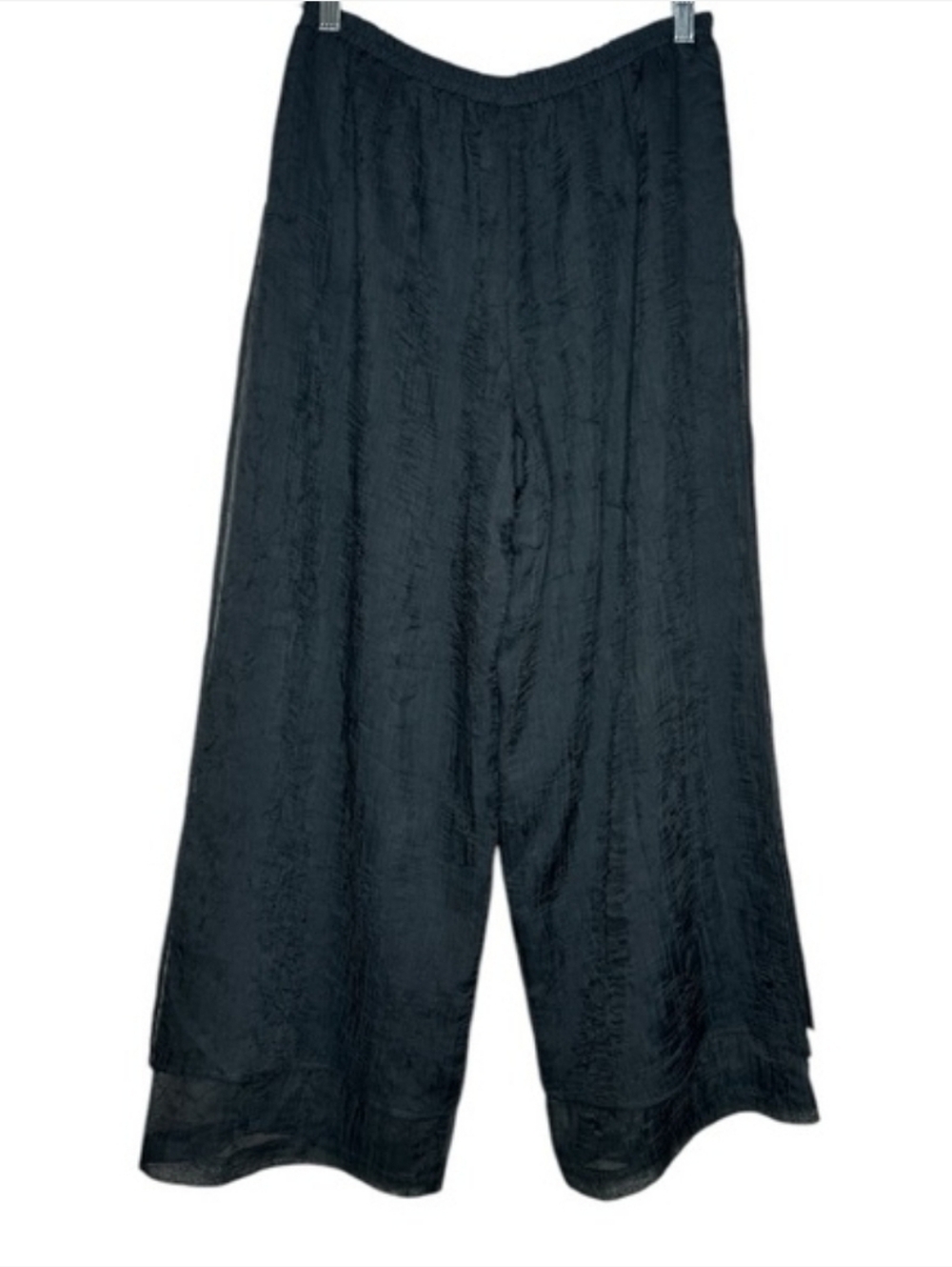 Vintage Designer Sue Wong Black Wide-Leg Crinkle Palazzo Pants - Picture 8 of 11